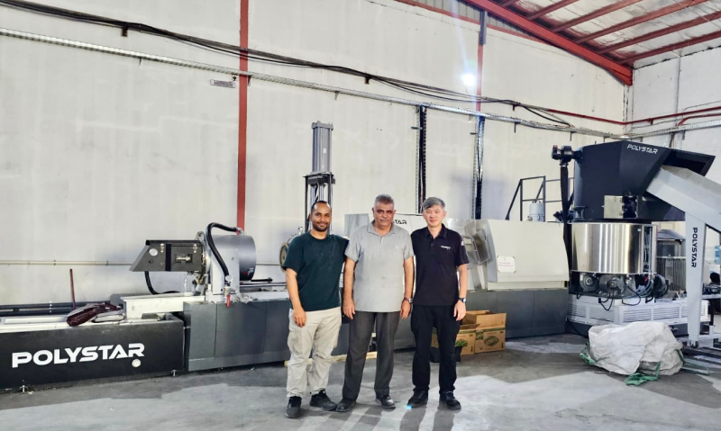 POLYSTAR Pelletizer Installed in Saudi Arabia for Various Soft and Rigid Polyethylene, and Polypropylene Plastic Waste